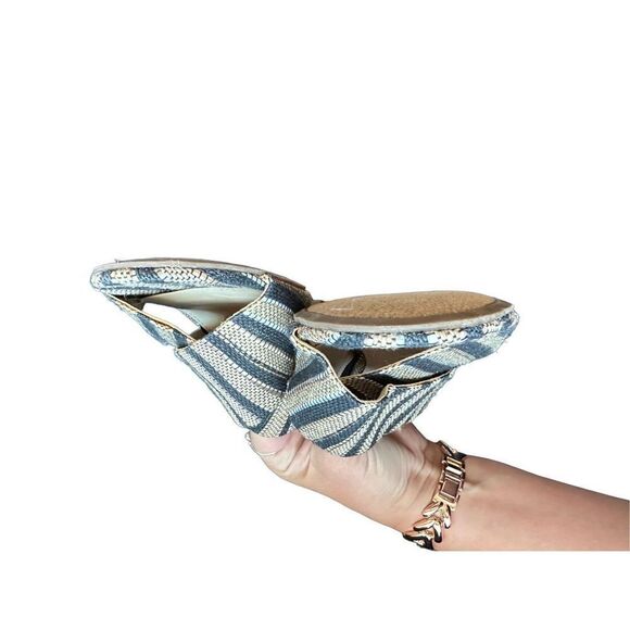 Sam Edelman Black and Tan Rattan Weave Slide Sandals - Picture 8 of 11